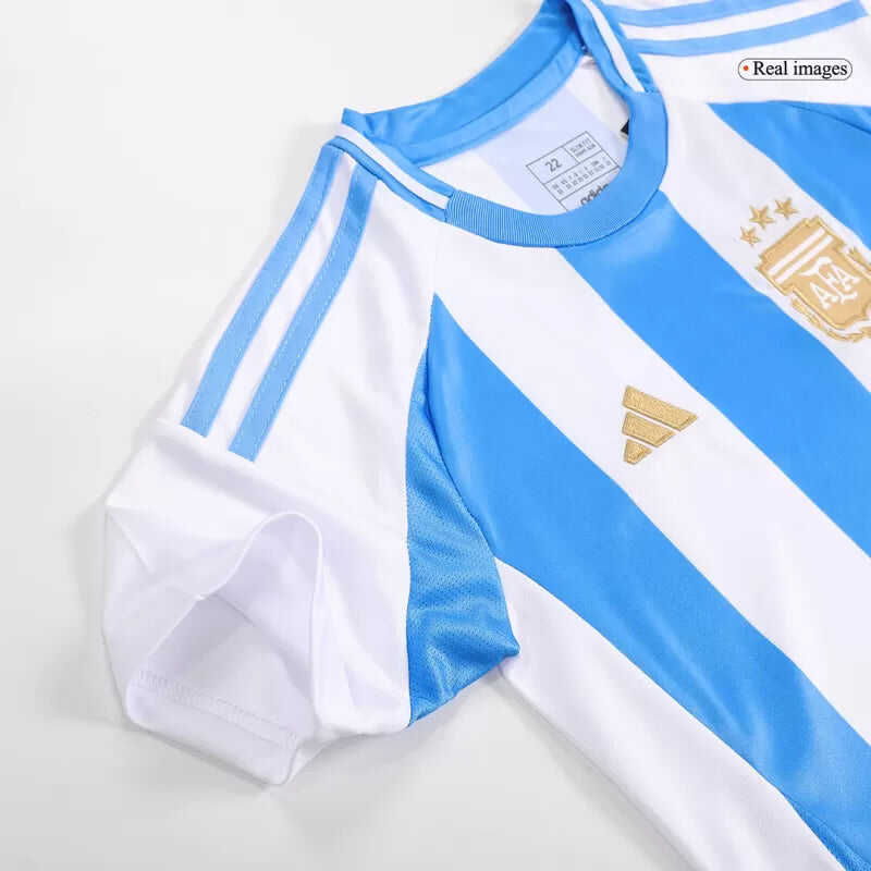 Argentina Home Kids Soccer Jerseys Kit Copa America 2024 Authentic Kit