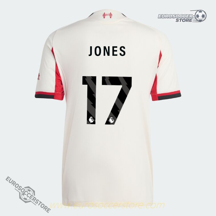 Away Jersey of Liverpool Featuring JONES 17 for 25-26 Season (Player Version)