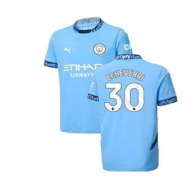 New Man City Home Soccer Jersey 2024-2025 (Echeverri 30) (Kids)