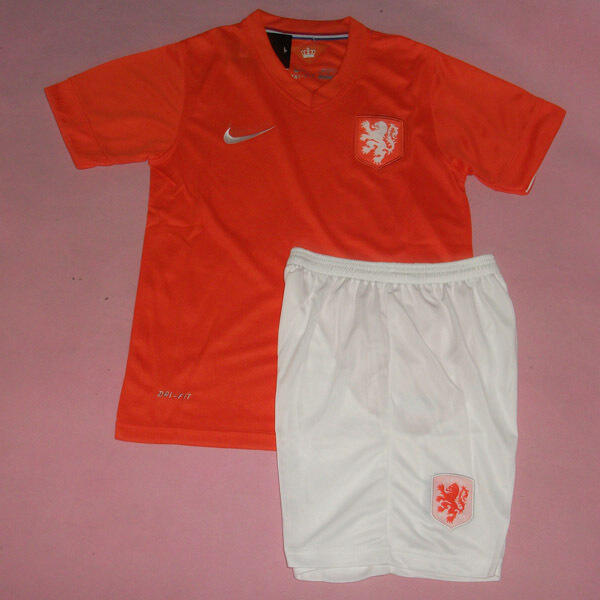 Kids 2014 World Cup Netherlands Home Whole KitShirtShorts - World Cup