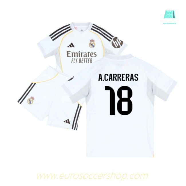 2025-2026 Real Madrid Home Youth Kit (A.Carreras 18)