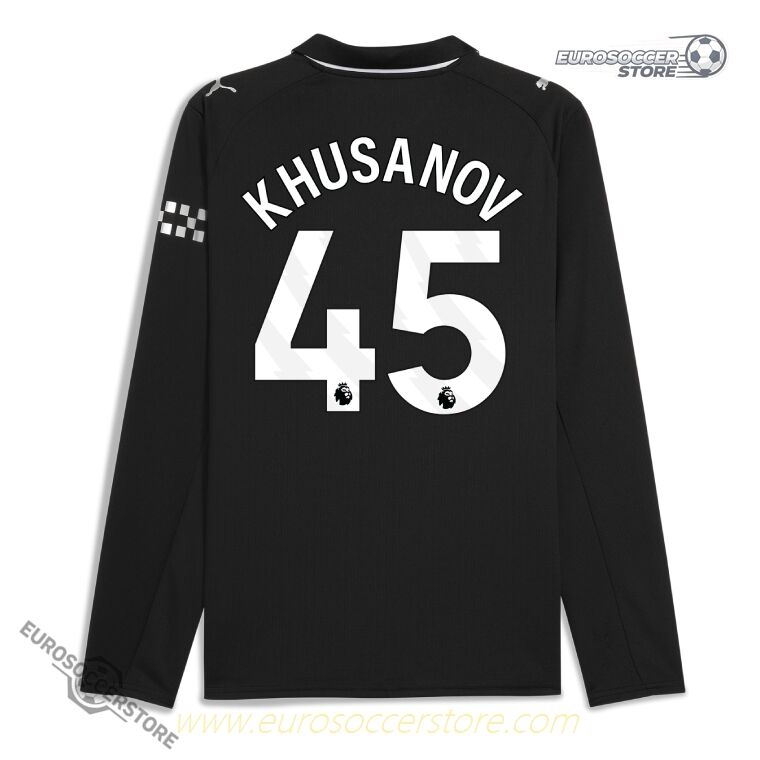 KHUSANOV 45 Manchester City 25-26 Season Away Long Sleeve Football Jersey