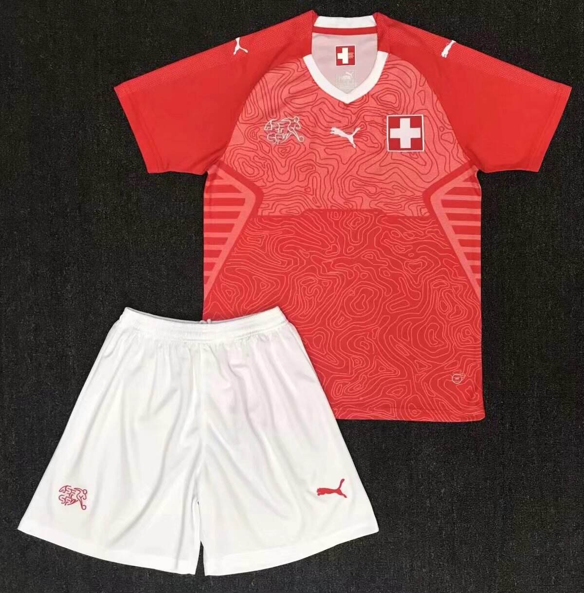 Kids Switzerland Home 2018 World Cup Soccer Kit Shirt Shorts - World