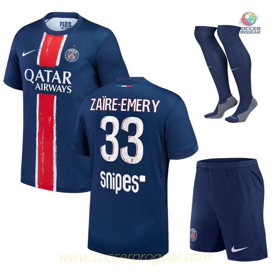 PSG Home Soccer Football Kit Kids Edition Team Jersey 2024/25 Collection Zaire Emery 1 Star