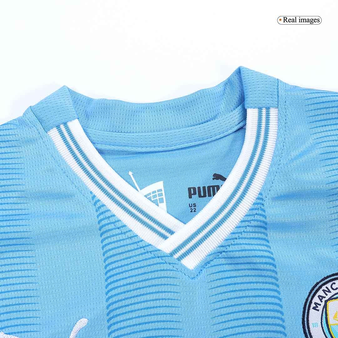 Kid's Manchester City Home Soccer Jersey Kit(Jersey+Shorts) 2023/24Aut