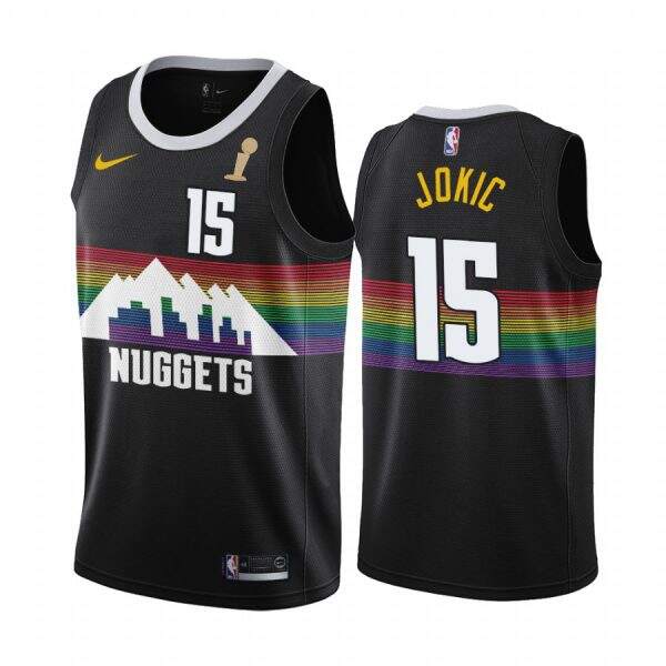 Nuggets Nikola Jokic #15 Durable 2023 Finals NBA City Jersey Black