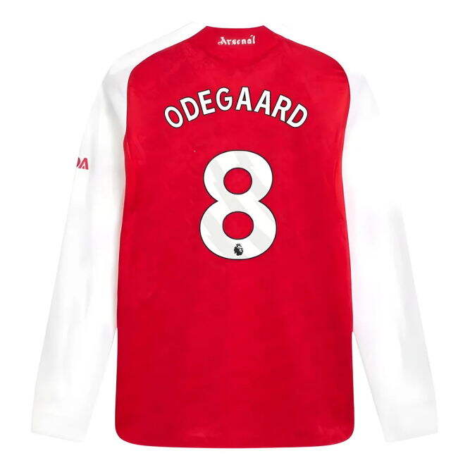 2025-2026 Arsenal Authentic Long Sleeve Home Shirt (Odegaard 8) (Li...