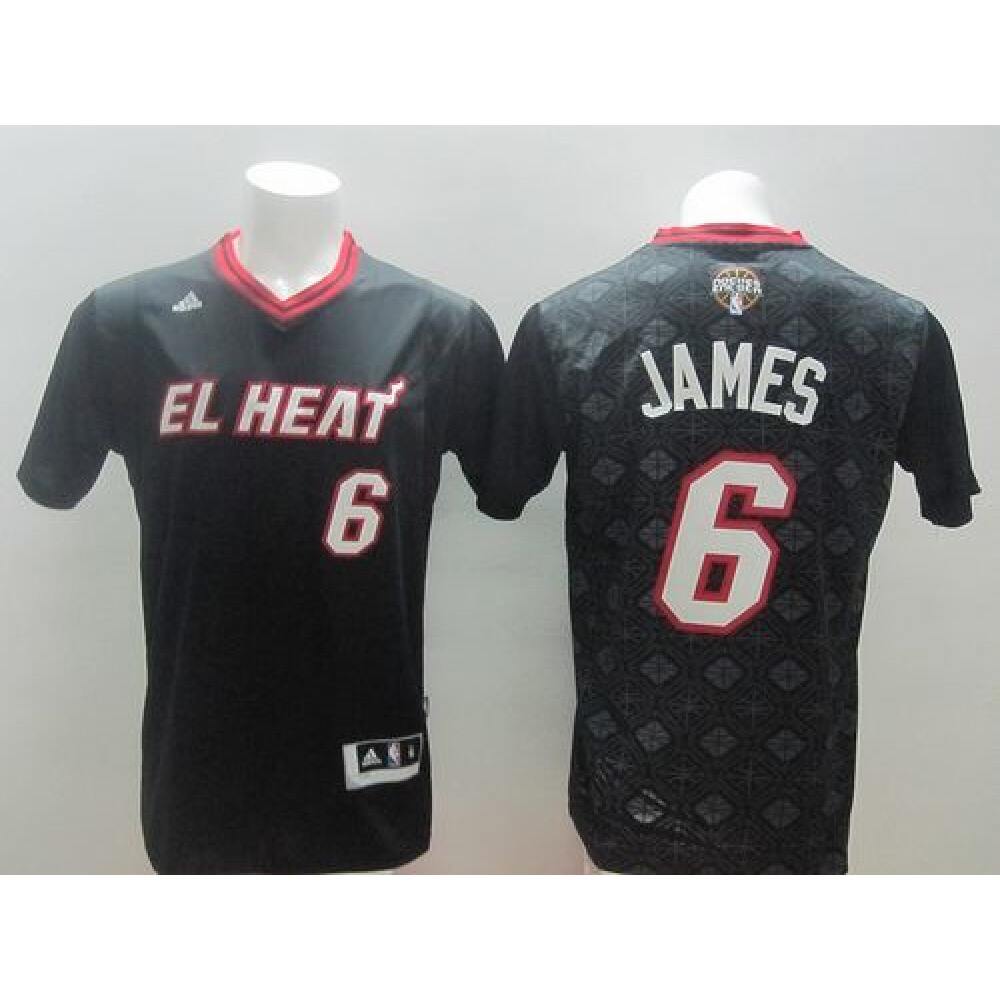 Performance Elite Men's MIA #6 LeBron Black Basketball Jersey