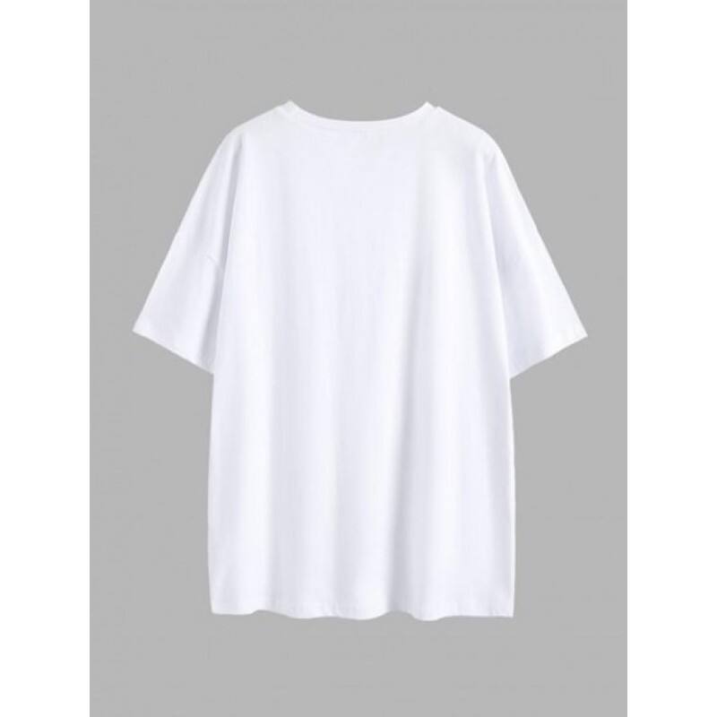 Moon Star Butterfly Print Drop Shoulder T Shirt XG4316