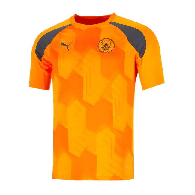 2023-2024 Man City Pre-Match Jersey (Orange) (Fan Favorite)