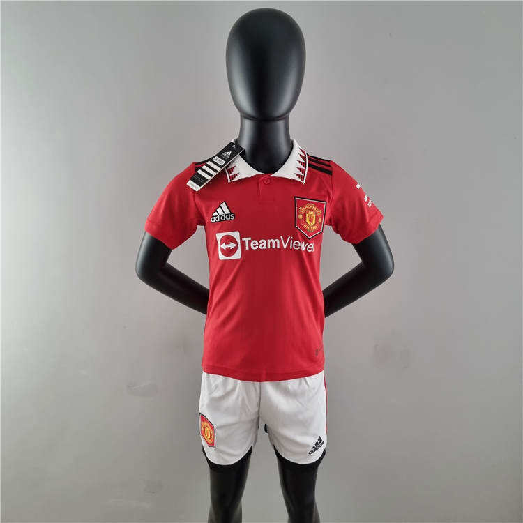 Kids Manchester United 2223 Home Red Soccer Kit ShirtShorts -
