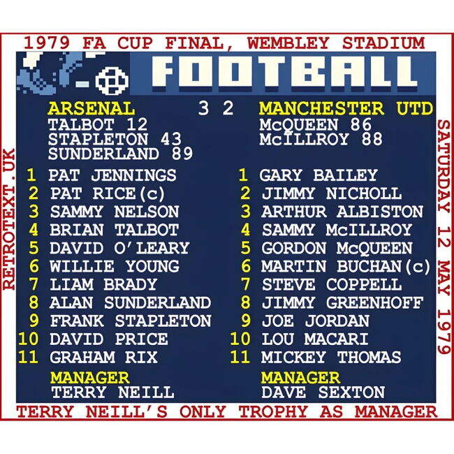 1979 FA Cup Final (Arsenal) Retrotext T-shirt - White