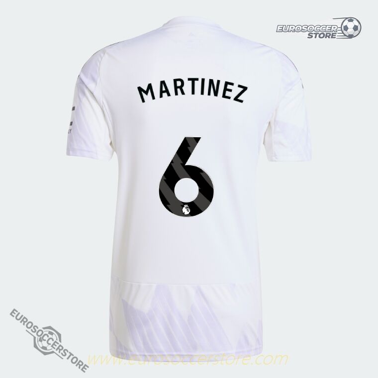 Away Jersey of Manchester United for the 25-26 season, featuring MARTINEZ with the number 6.