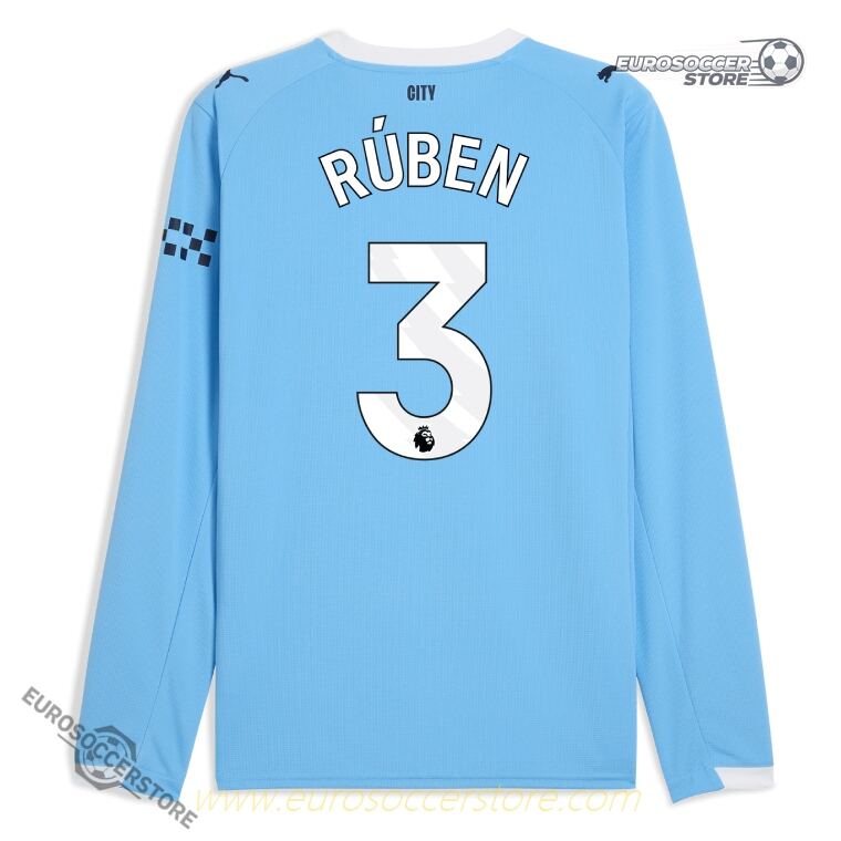 Manchester City 25-26 Season Home Long Sleeve Jersey - RÚBEN 3