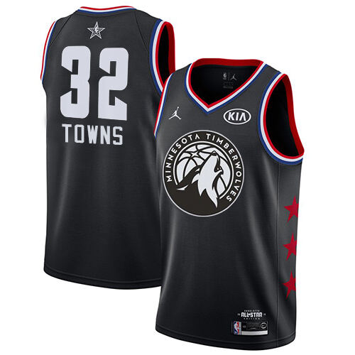 Nike Minnesota Timberwolves #32 Karl-Anthony Towns Black Womens NBA Jordan Swingman 2019 All-Star Game Jersey Womens