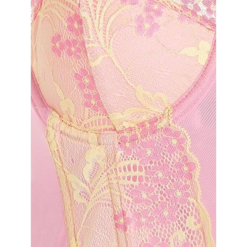 Floral Embroidery See-through Eyelash Lace Corset KD8532