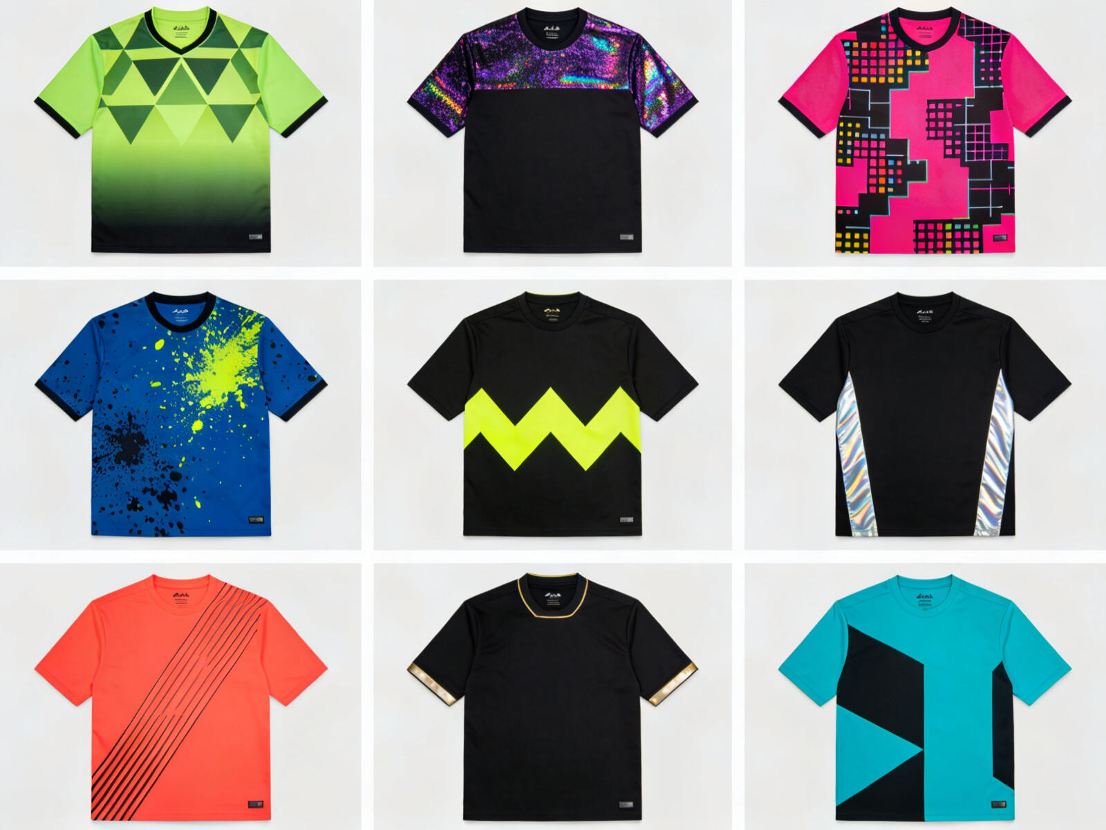 Grid of unique and bold Premier League away kits featuring vibrant colors and patterns, showcasing fan individuality and distinctive club identities.