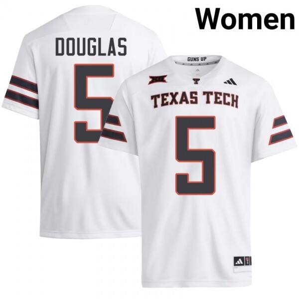 Texas Tech Red Raiders #5 Caleb Douglas Women Stitch Jerseys - White