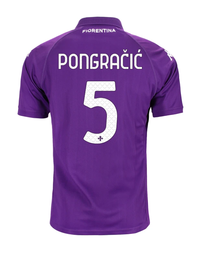 Fiorentina's 24-25 Home Jersey featuring PONGRAČIĆ with the number 5