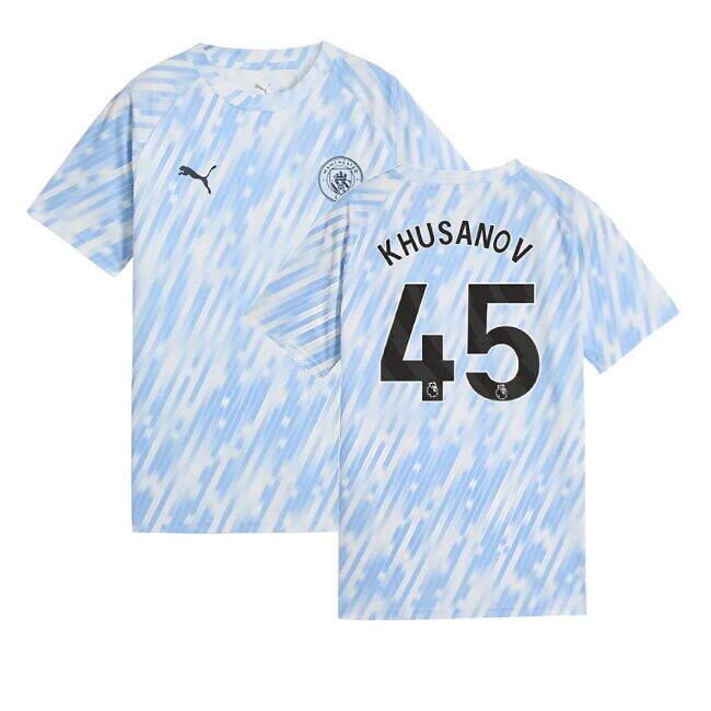2025-2026 Man City Warm Up Jersey (Silver Sky) - Kids (Khusanov 45)...