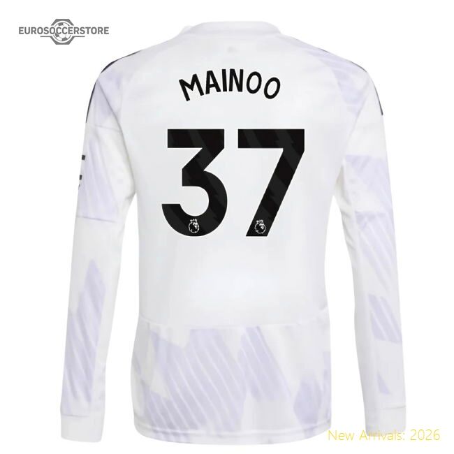 Official 2025-2026 Man Utd Long Sleeve Away Shirt (kids) (mainoo 37