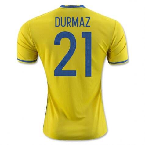 Sweden Home 2016 Durmaz 21 Soccer Jersey Shirt - Official Replica