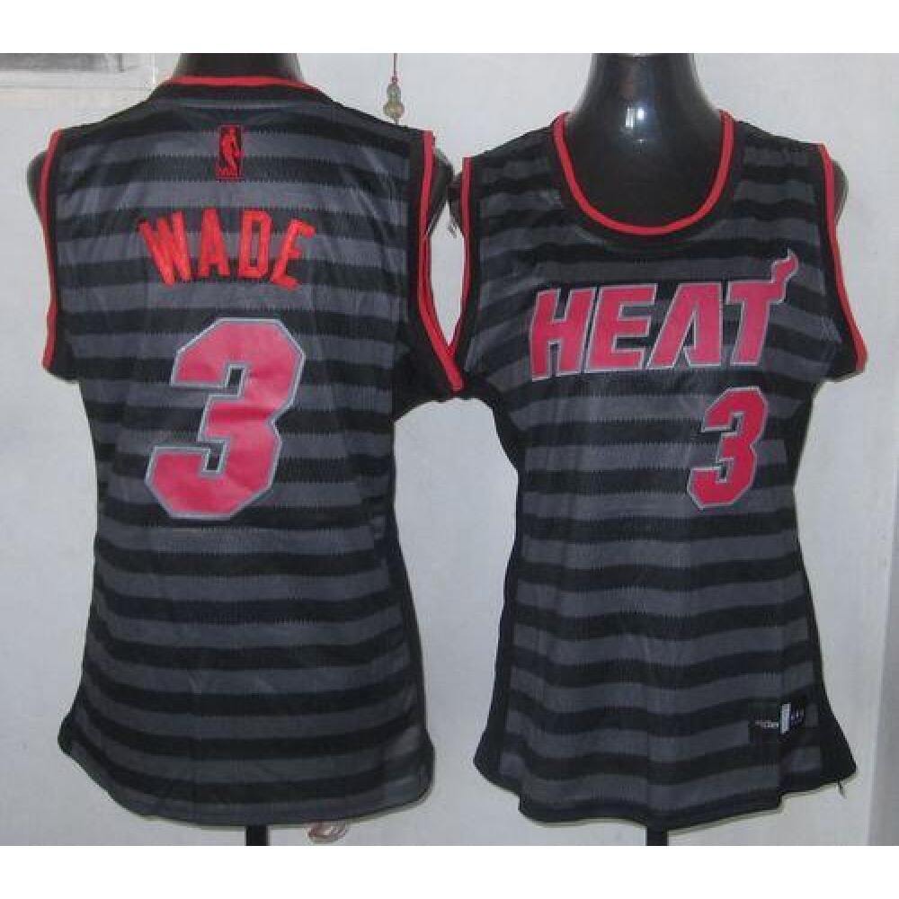 Heat #3 Dwyane Wade Black/Grey Women's Groove Stitched NBA Jersey