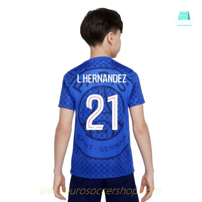 2025-2026 PSG Academy Pro Home Pre Match Shirt (Royal) - Kids (L.Hernandez 21)