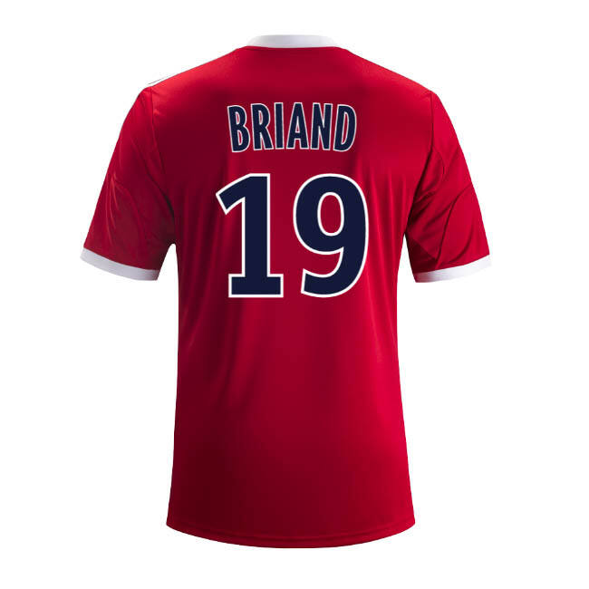 Authentic 13-14 Olympique Lyonnais 19 Briand Away Red Jersey Shirt