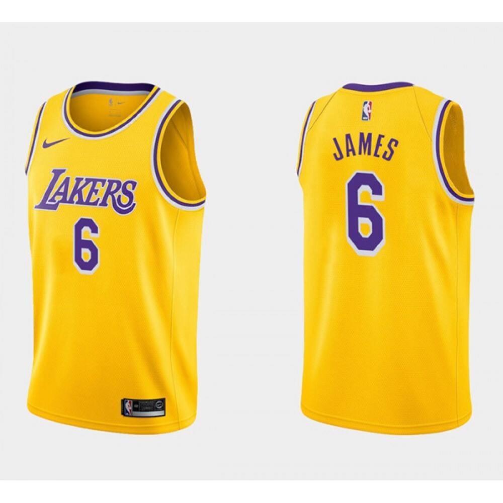 Performance Premium Men's LA Lakers #6 LeBron Yellow Basketball Jersey