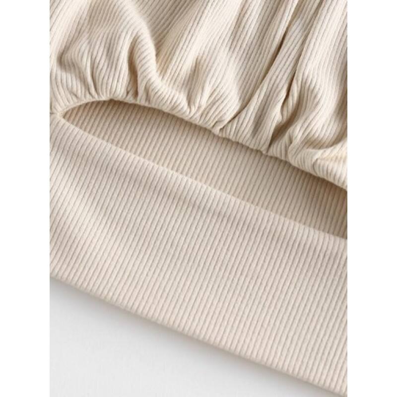 Ribbed Ruched Cutout Crop Tee RW1781