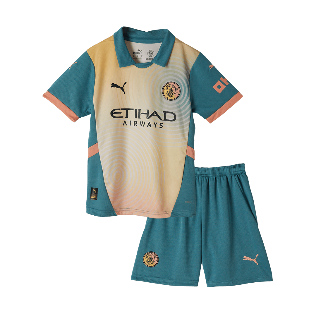Manchester City Fourth Away Kids Soccer Jerseys Kit- Definitely City (UCL)
