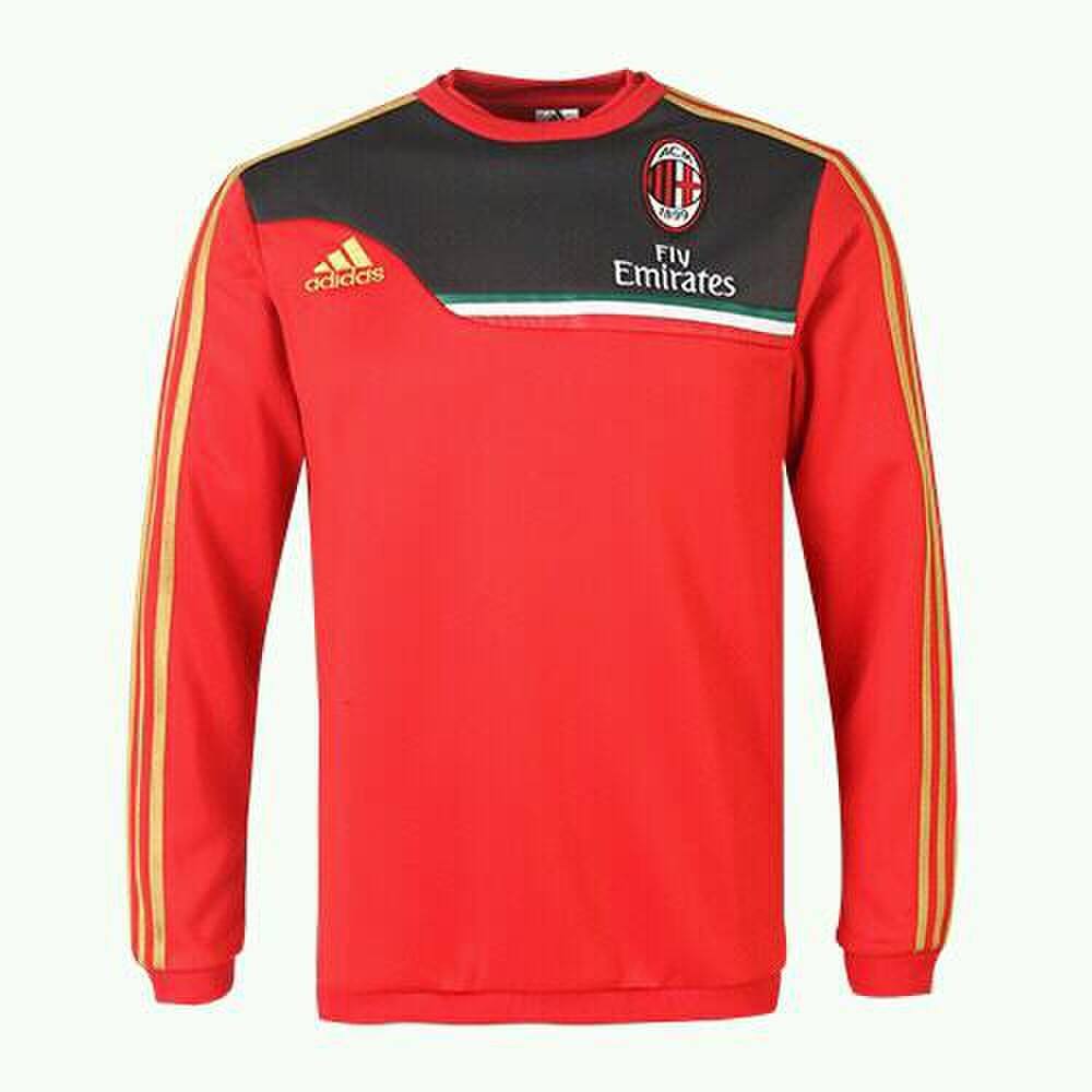 13-14 AC Milan Red Long Sleeve Crew Sweatshirt - Official Replica 474
