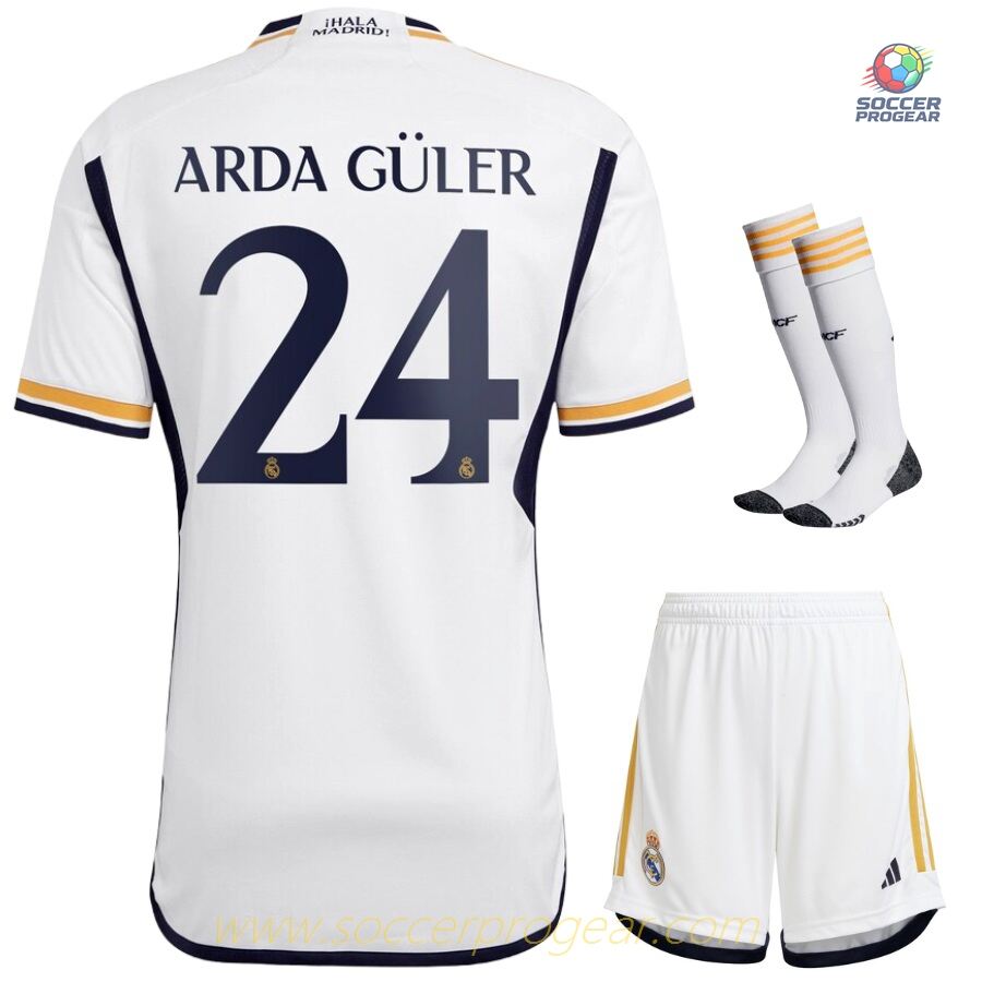 Real Madrid Children Soccer Uniform Football Shirt 2023 2024 Home Arda Guler