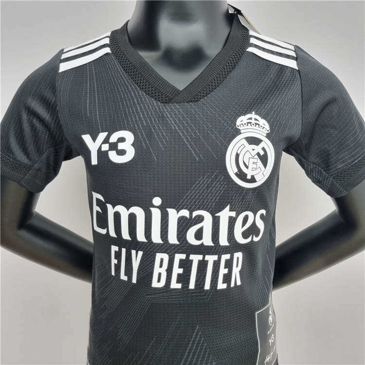 KidsYouth Real Madrid X Y3 2223 Black Soccer Football KitShirtShort -