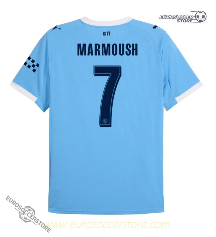 Manchester City 25-26 Home UCL Jersey Featuring Marmoush #7