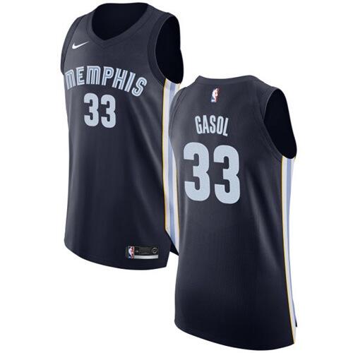 Nike Memphis Grizzlies #33 Marc Gasol Navy Blue NBA Authentic Icon Edition Jersey Mens