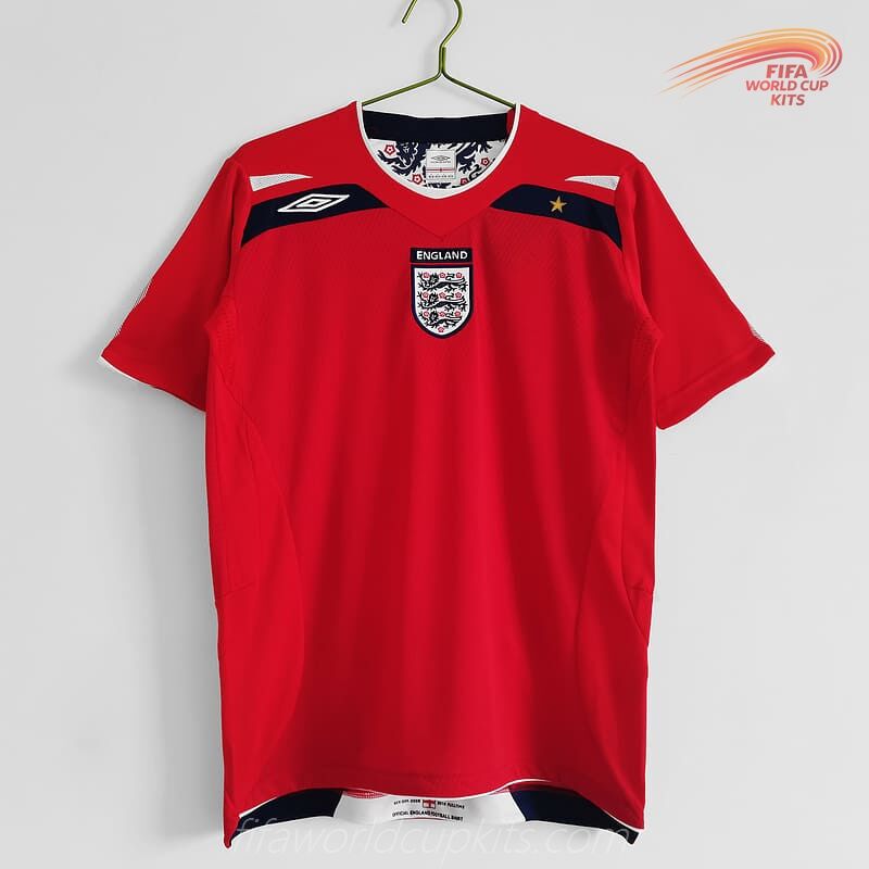 England 08-10 Away Red Football Kit