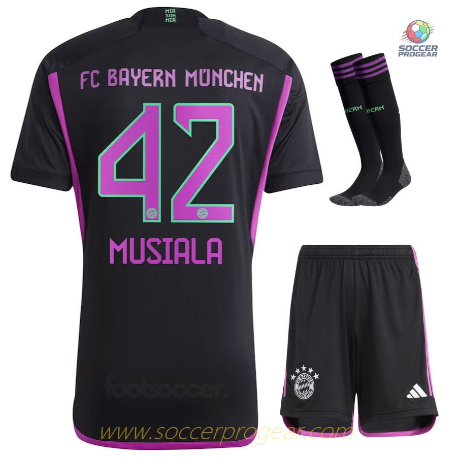 Bayern Munich Children Soccer Uniform Team Shirt 2023 2024 Away Musiala