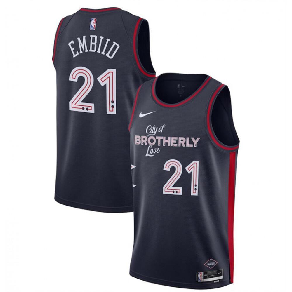 Youth Philadelphia 76ers #21 Joel Embiid Navy 2023/24 City Edition Stitched Jersey