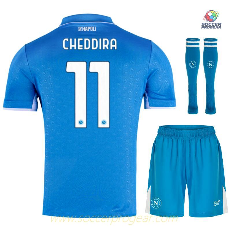 Napoli Home Kids Edition Football Kit Football Jersey 2024-2025 Season Cheddira