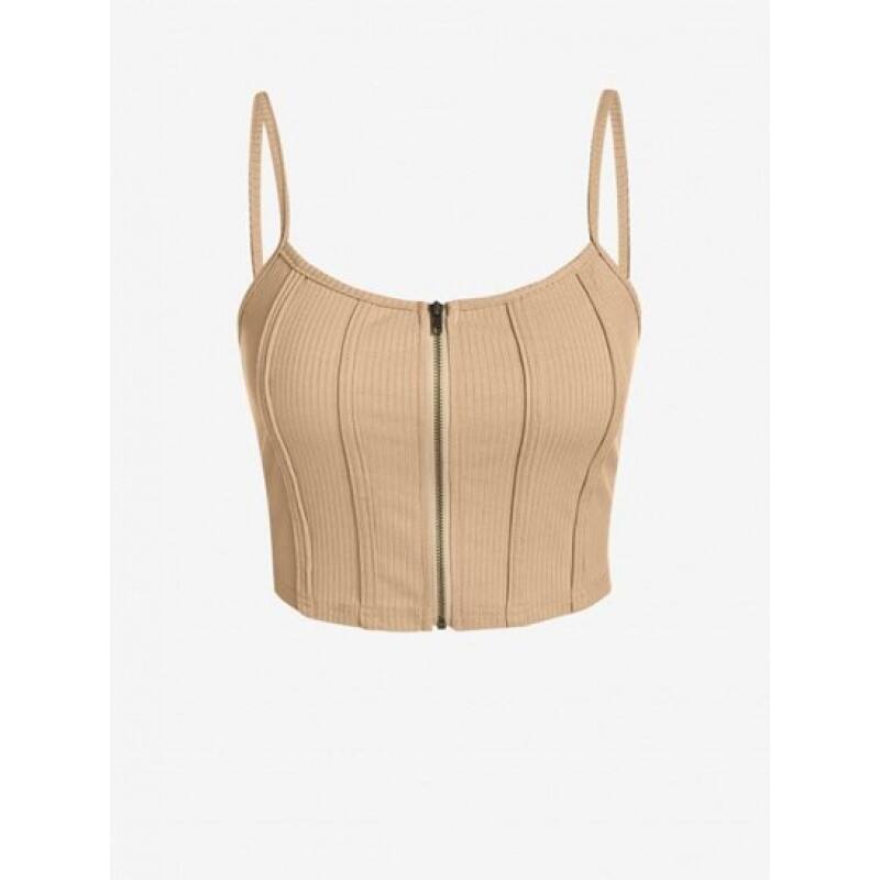 Ribbed Full Zip Cropped Cami Top FN5124