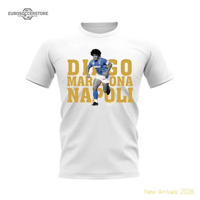 Top-Quality Popular Diego Maradona Napoli Player Tee (White)