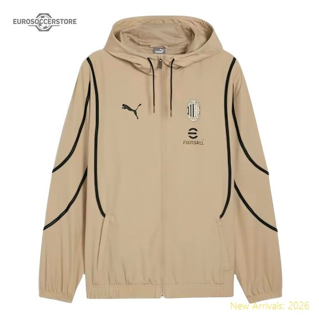 2024-2025 Ac Milan Prematch Woven Training Jacket (tan)