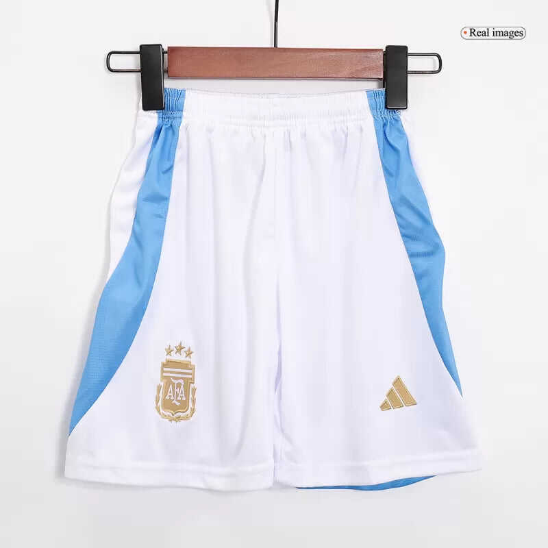 Argentina Home Kids Soccer Jerseys Kit Copa America 2024 Authentic Kit