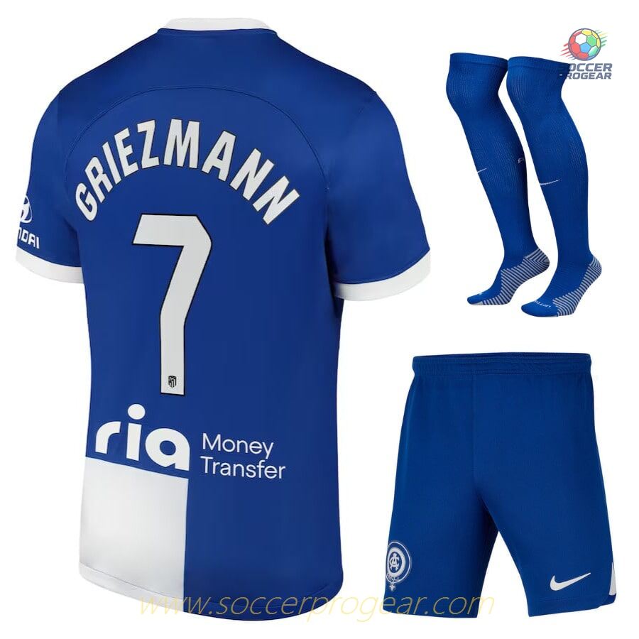 Atletico Madrid Away 2023 2024 Griezmann Youth Football Kit Team Shirt