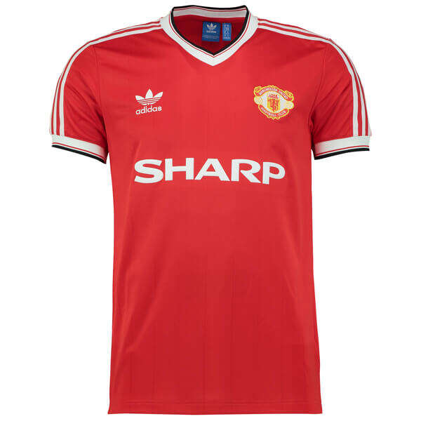 1984 MANCHESTER UNITED HOME RED RETRO SOCCER JERSEY SHIRT - Official