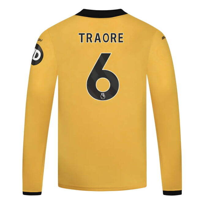 2025-2026 Wolves Long Sleeve Home Shirt - Kids (Traore 6)