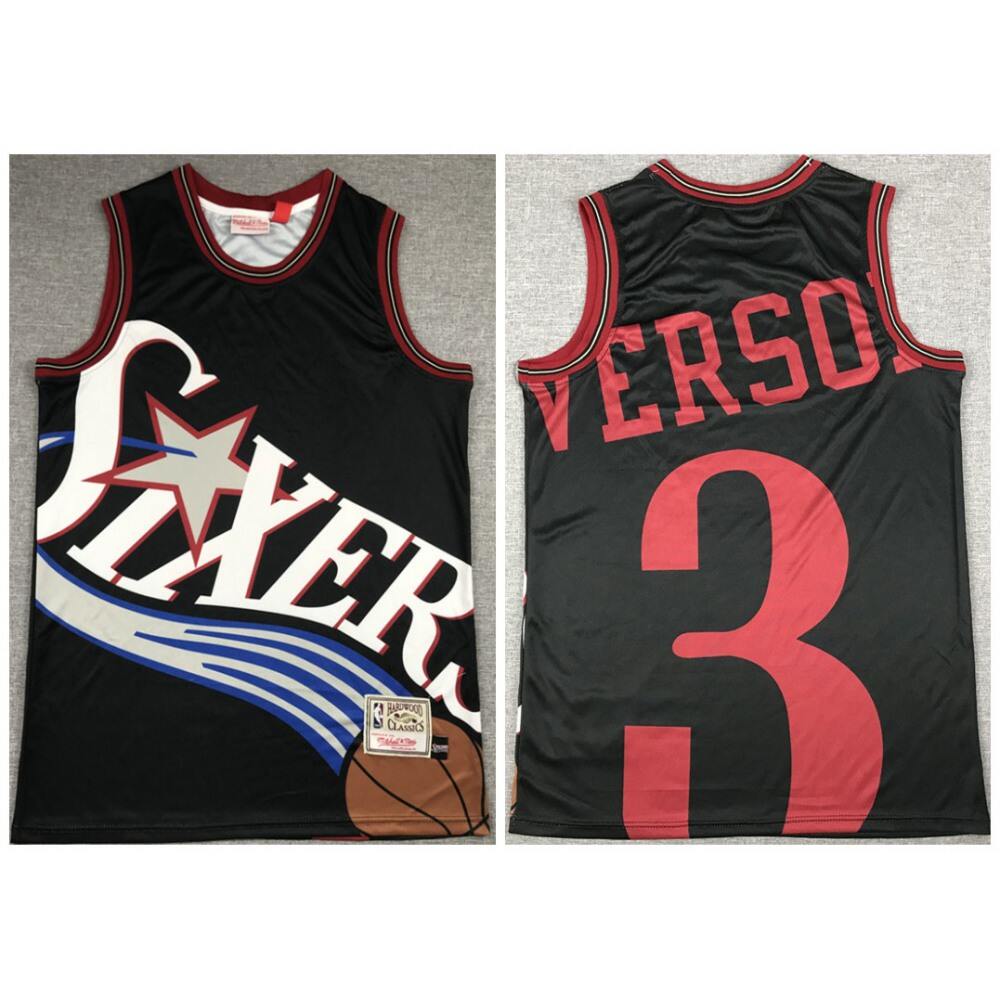 Game Day Elite Men's 76ers #3 Allen Black Basketball Jersey