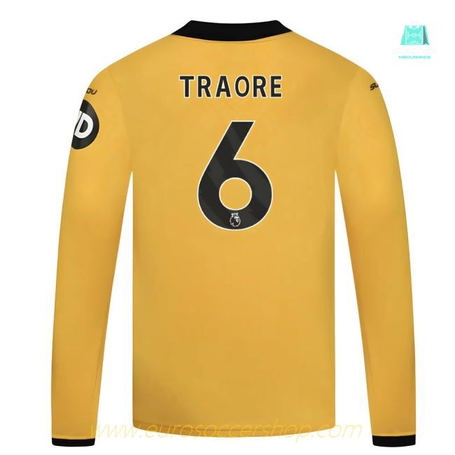 2025-2026 Wolves Long Sleeve Home Shirt - Kids (Traore 6)